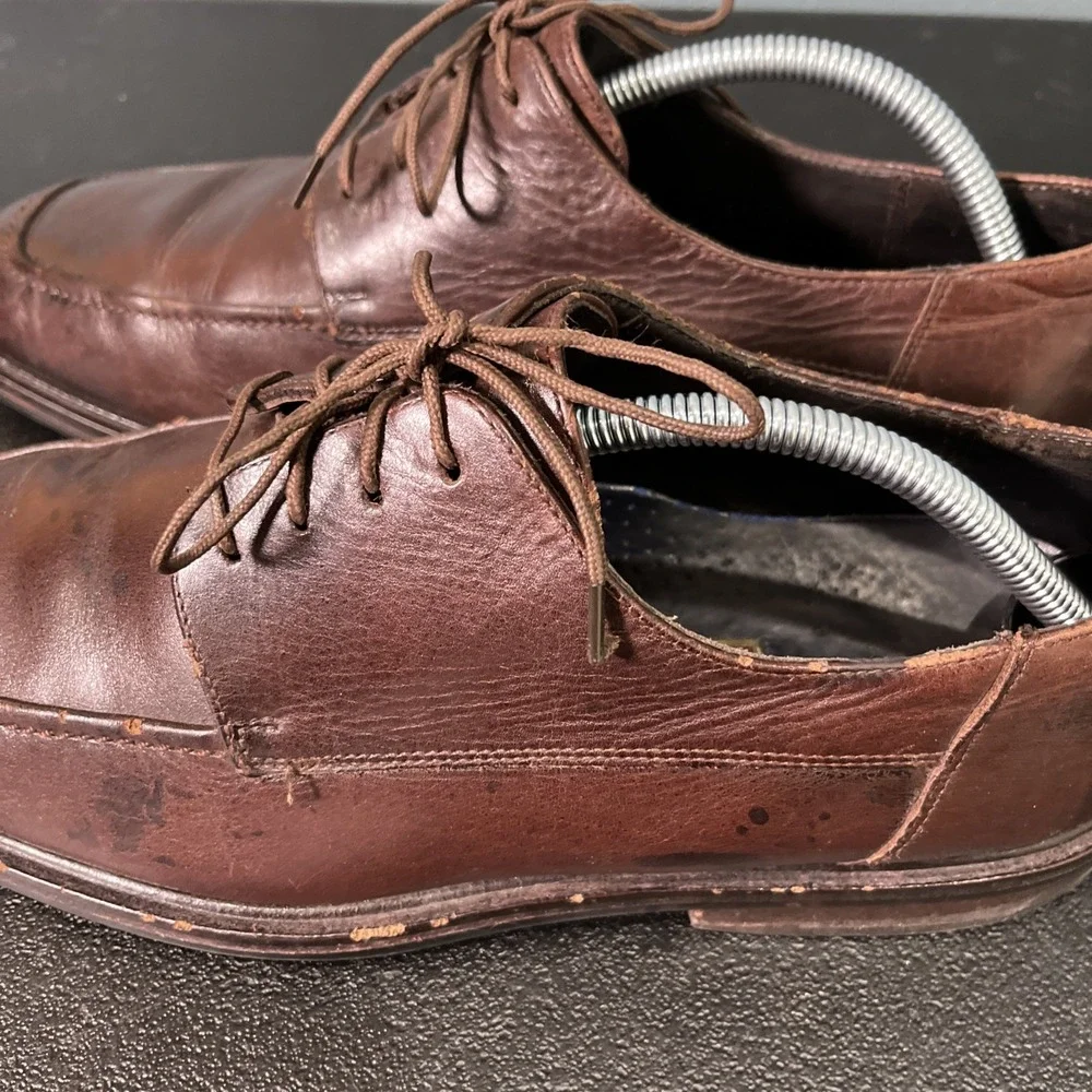 Cole Haan Oxford‎ Mens 11 Brown Waterproof Apron Toe Leather Dress Shoes Classic